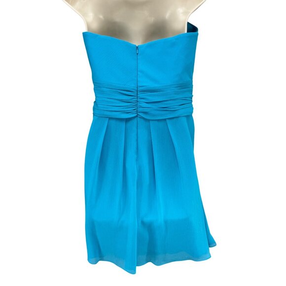 Davids Bridal Strapless Crinkle Chiffon Dress Malibu Front Cascade Size 10 - Picture 2 of 16